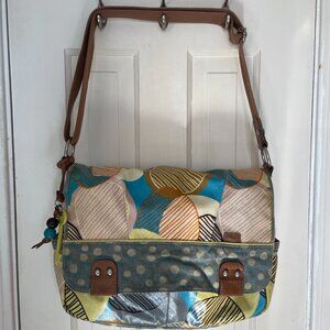 Fossil Key Per Waxed Canvas Messenger Bag/Laptop Bag Soft Briefcase